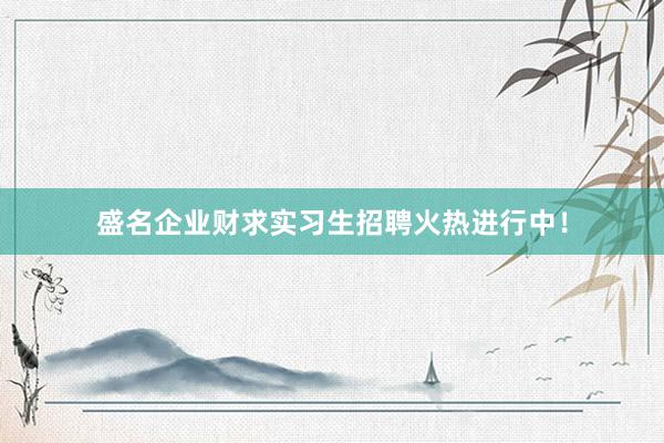 盛名企业财求实习生招聘火热进行中！